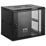 Intellinet armadio di rete 19 inch – montaggio a parete (standard), 9U, profondità 600 mm, nero, montato, max. 60 kg, adatto anche per l'uso su scrivania o pavimento, profondità utile 500 mm, porta in metallo e vetro, pannello posteriore, pannelli laterali rimovibili, parti per il montaggio a parete (es. viti/tasselli) non incluse