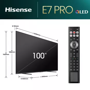 Hisense 100E77NQ PRO 2,54 m (100 pollici) Smart TV 4K Ultra HD Wi-Fi nero 500 cd/m²