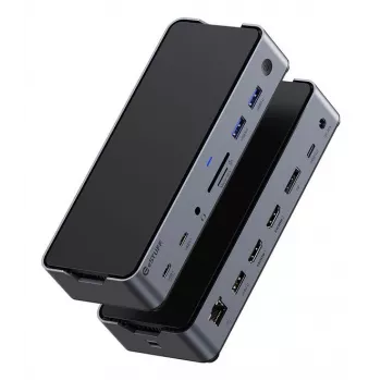 eSTUFF GLB232006 docking station/replicatore di porte per laptop con filo USB 3.2 Gen 1 (3.1 Gen 1) Type-C alluminio, nero
