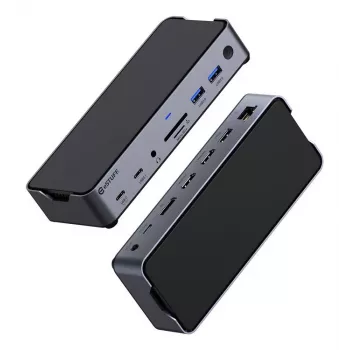 eSTUFF GLB232006 docking station/replicatore di porte per laptop con filo USB 3.2 Gen 1 (3.1 Gen 1) Type-C alluminio, nero