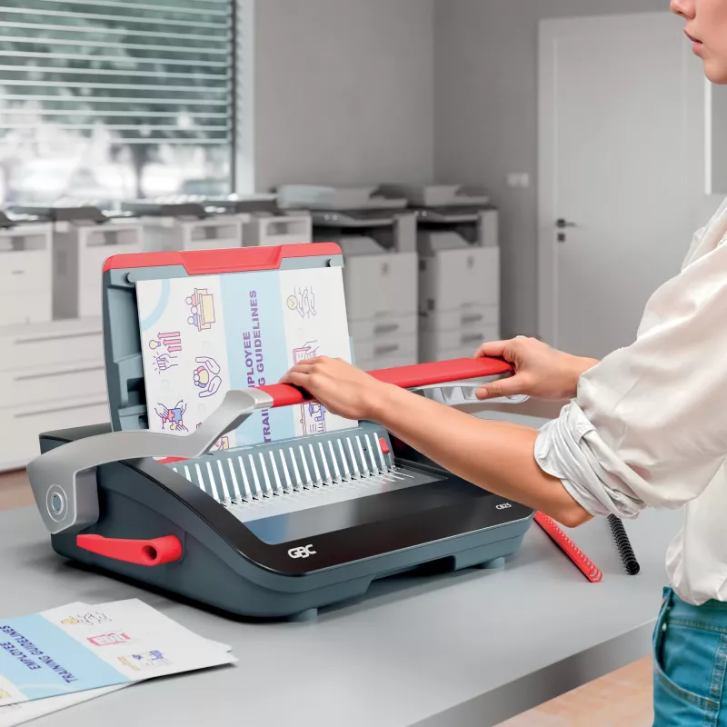 GBC CombBind CB25 rilegatrice a dorsi di plastica, nera/argento/rossa