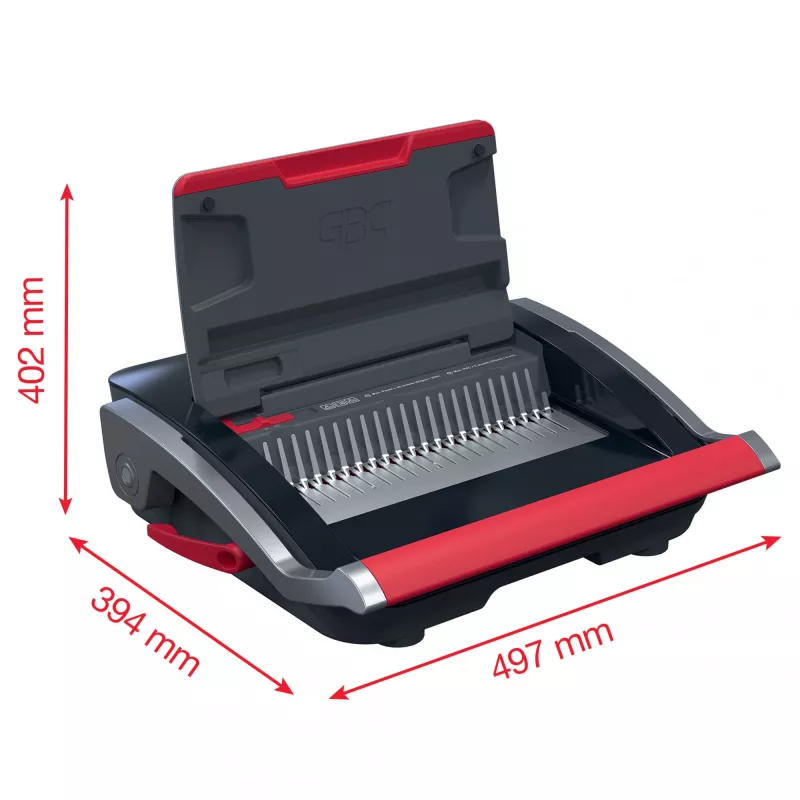 GBC CombBind CB25 rilegatrice a dorsi di plastica, nera/argento/rossa