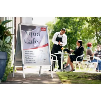 Nobo Essence A1 A-Frame Pavement Sign, bacheca portatile, argento, alluminio, PVC, acciaio, A1, 605 mm, 1095 mm