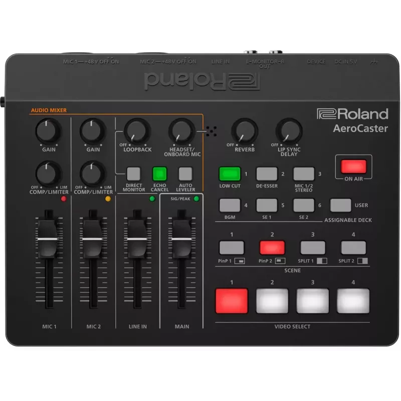 Interfaccia audio Roland AeroCaster nero 24 bit 48 kHz Phantom Power 48 V