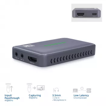 ACT scheda di acquisizione video USB-C, pass-through HDMI 4K@60Hz, registrazione 4K@30Hz