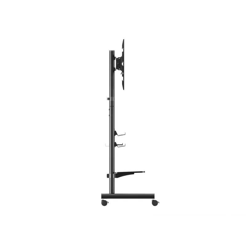 Carrello TV mobile EQUIP 50 inch–90 inch con ripiano pegboard, VESA 200x200–600x400, 60 kg, nero