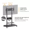 Carrello TV mobile EQUIP 50 inch–90 inch con ripiano pegboard, VESA 200x200–600x400, 60 kg, nero