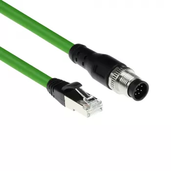 ACT Industrial cavo sensore 10,00 metri M12A 8 poli connettore maschio su connettore maschio RJ45, cavo Ultraflex SF/UTP TPE, schermato