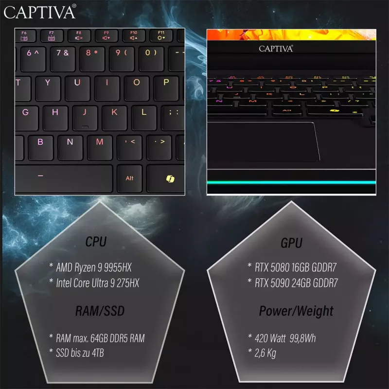 Laptop CAPTIVA 92034 16 pollici Intel Core Ultra 9 32 GB SSD Windows 11 Pro