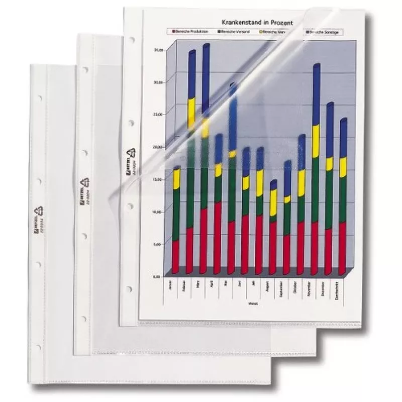 Hetzel Standard buste trasparenti, A4, PVC 0,095 mm, aperte sul lato e in alto (220204)