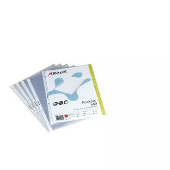Busta Rexel Embossed A4 aperta in alto trasparente (50), 210 x 297 mm (A4), trasparente, polipropilene (PP), verticale, 50 pz.