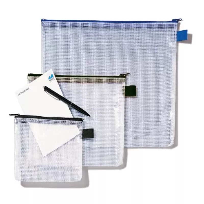 Rexel busta a rete con cerniera nera A4, PVC, 52 g, nero, trasparente