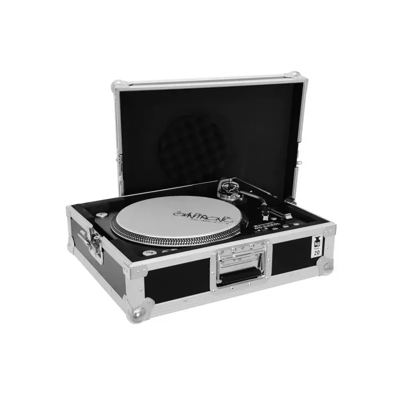 Hardcase Roadinger 30123310 per giradischi compensato nero argento