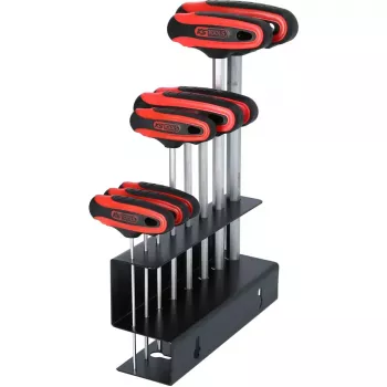 Set di chiavi a brugola con manico a T KS Tools 158.8130 — 8 pezzi, manico a T con braccio corto, peso totale 1,08 kg