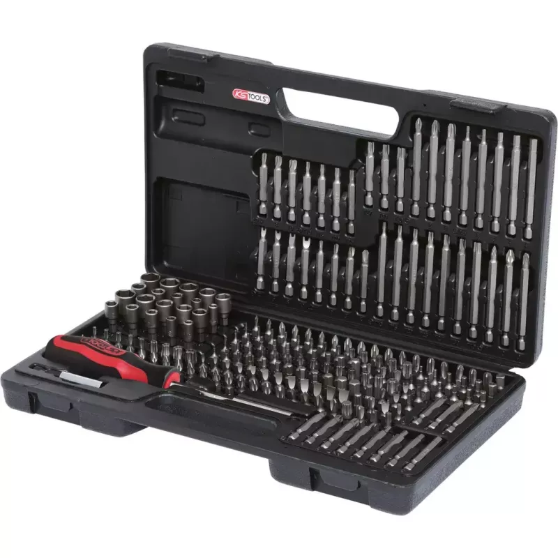 Set di bit per cacciavite KS Tools 911.2008 208 pezzi nichel DIN 3126 ISO 1173