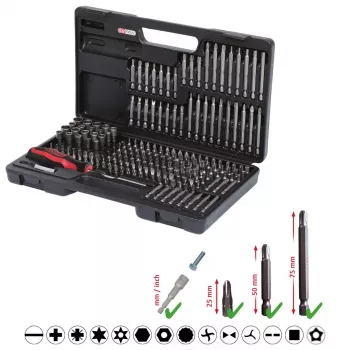 Set di bit per cacciavite KS Tools 911.2008 208 pezzi nichel DIN 3126 ISO 1173