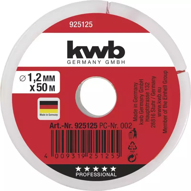 Corda KWB 925125 50 m nylon rosso 1,2 mm