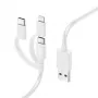 Hama cavo di ricarica multiplo 3-in-1, USB-A – Micro-USB, USB-C e Lightning, 1,0 m, bianco