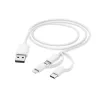 Hama cavo di ricarica multiplo 3-in-1, USB-A – Micro-USB, USB-C e Lightning, 1,0 m, bianco