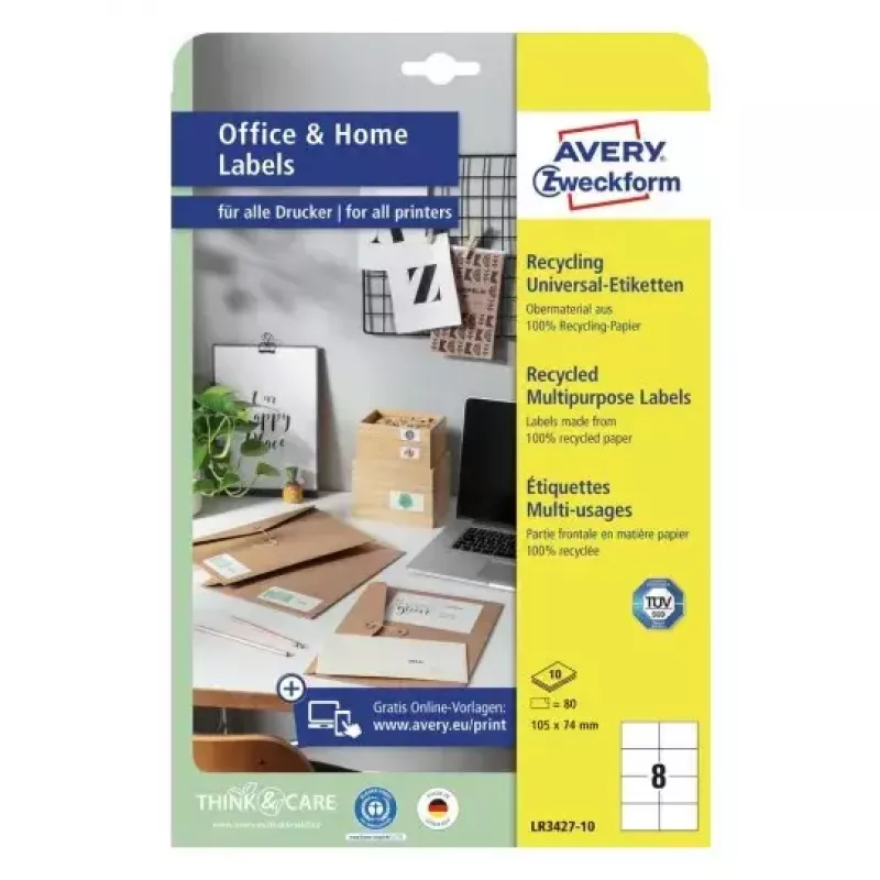 Etichetta adesiva per stampante Avery LR3427-10 bianco A4 80 etichette