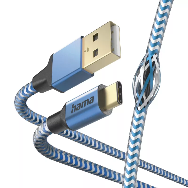 Hama cavo USB riflettente USB 2.0 1,5 m USB A USB C blu