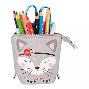 Astuccio morbido Herlitz Kitty poliestere grigio rosa bianco