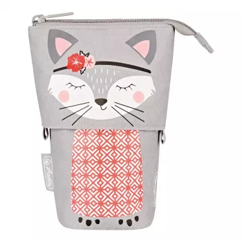 Astuccio morbido Herlitz Kitty poliestere grigio rosa bianco