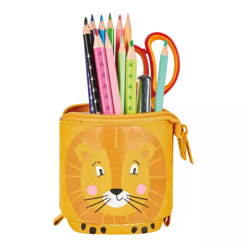 Herlitz 300001508 Lion astuccio morbido, poliestere, arancione/giallo