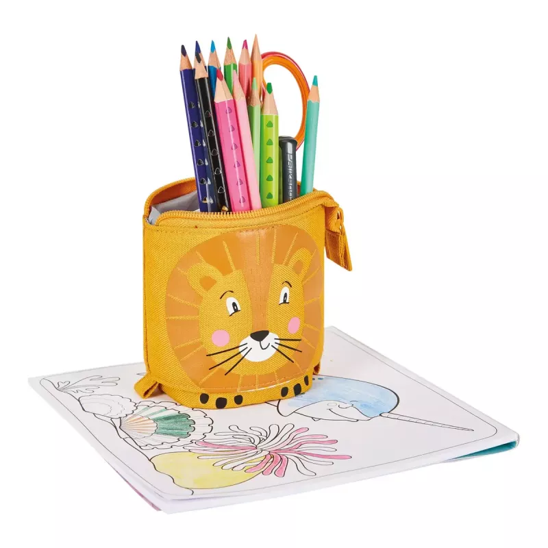 Herlitz 300001508 Lion astuccio morbido, poliestere, arancione/giallo