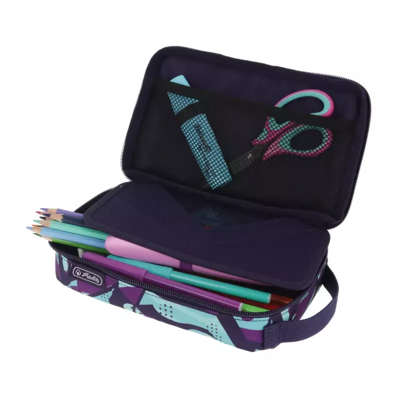 Astuccio Herlitz 2 Go CamoPurple poliestere blu lilla 210x130x60mm