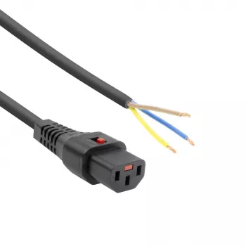 ACT Cavo di alimentazione C13 IEC Lock - estremità aperta nero 2 m, PC1025, confezione da 5
