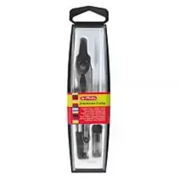 Herlitz 8710006 set compasso in astuccio, 2 pezzi, 110 mm, nero