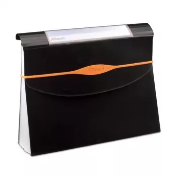 Rexel Optima Cartella a soffietto a 13 tasche, A4, nera, polipropilene (PP)