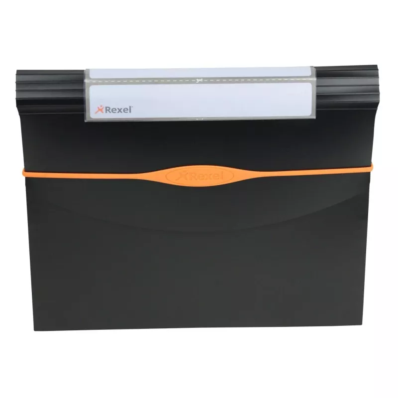Rexel Optima Cartella a soffietto a 13 tasche, A4, nera, polipropilene (PP)