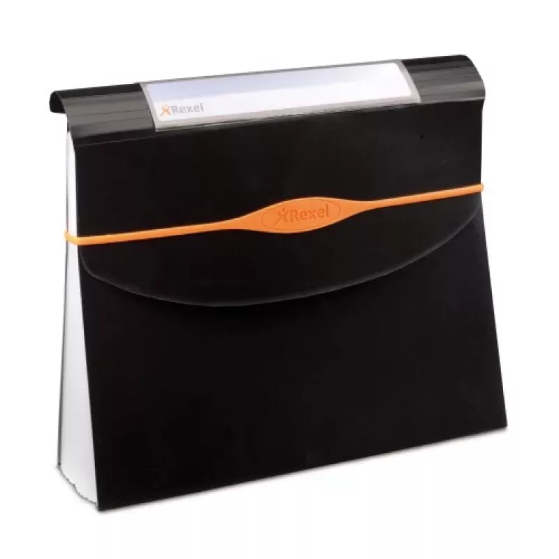 Rexel Optima Cartella a soffietto a 13 tasche, A4, nera, polipropilene (PP)
