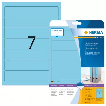 HERMA 5093 Etichette per raccoglitori A4 192 x 38 mm, blu, 175 pz (25 fogli x 7)
