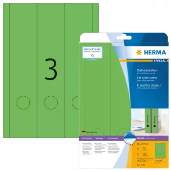 Etichette per fascicoli HERMA A4 61x297 mm verde carta opaca coprente 60 pz.