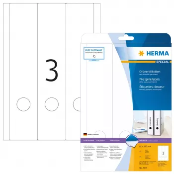 Etichette per fascicoli HERMA A4 61x297 mm bianco carta opaca coprente 75 pz.