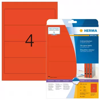 Etichette per fascicoli HERMA A4 192x61 mm rosso carta opaca coprente 80 pz.