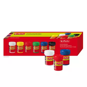 Colore a base acqua Herlitz 8643025 nero blu verde rosso bianco giallo 25 ml vetro 6 pz.