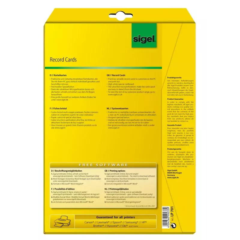Etichetta non adesiva Sigel LP701 160 pz. bianco rettangolare