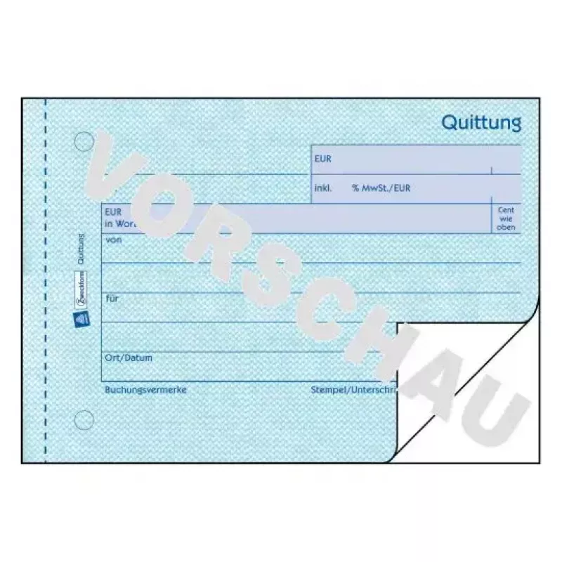 Avery Zweckform 321 Blocco ricevute (Quittung), A6 orizzontale, 2 x 50 fogli