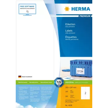 Etichette HERMA Premium A4 105x297 mm bianco carta opaca 200 pezzi