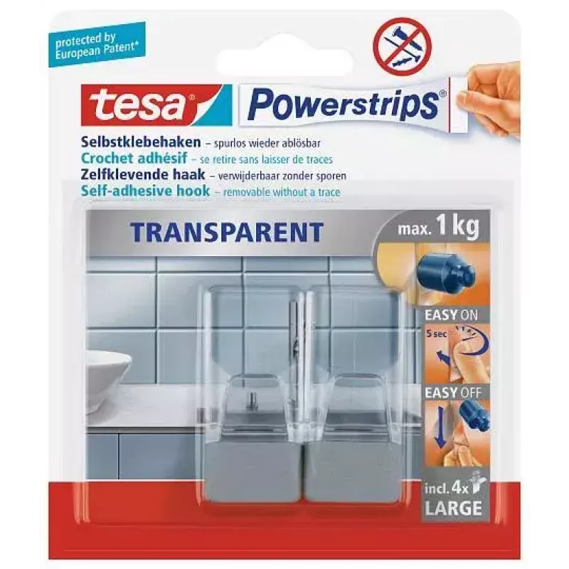 Gancio per asciugamani TESA 58812 per interni trasparente 2 pz.