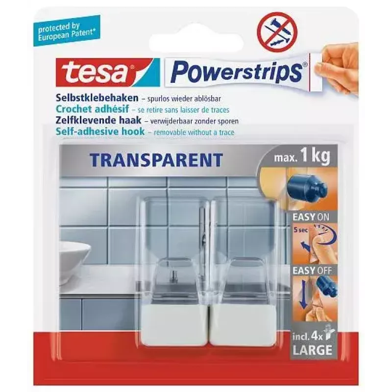 Gancio da cucina TESA 58811-00000 trasparente bianco 2 pezzi