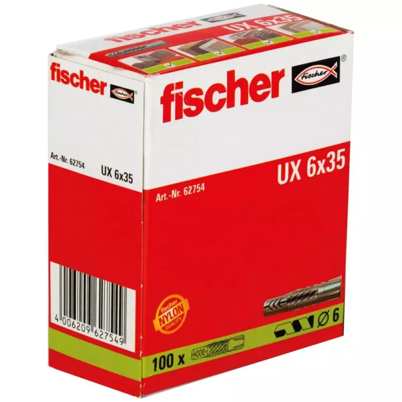 Tassello da parete Fischer 62754 tassello a vite 35 mm