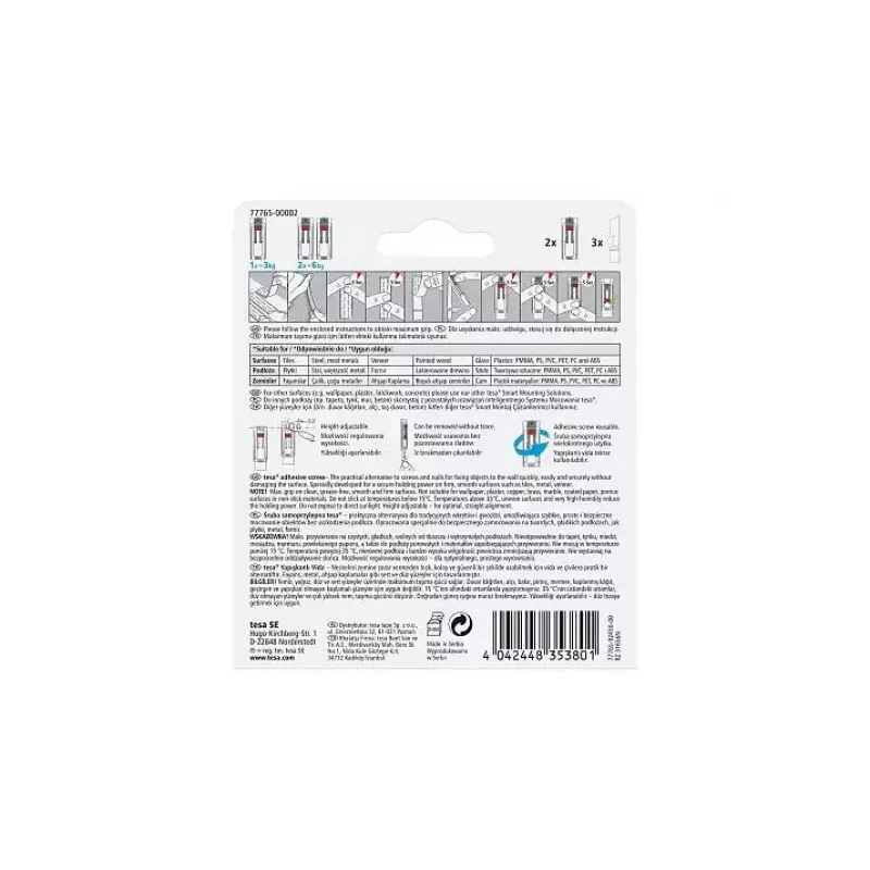 Gancio universale TESA 77765 per interni bianco 2 pz.