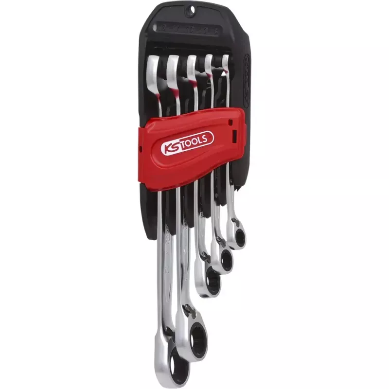 KS Tools GEARplus 503.4605 Set di chiavi combinate a cricchetto reversibili, 5 pz, 8-19 mm