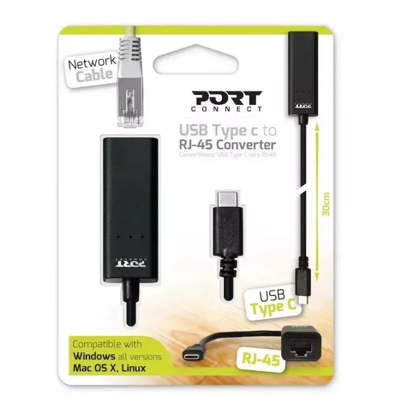 PORT Designs PORT Connect Adattatore di rete da USB-C a Gigabit Ethernet