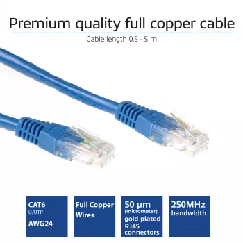 ACT blu 7 metri cavo patch U/UTP CAT6 con connettori RJ45
